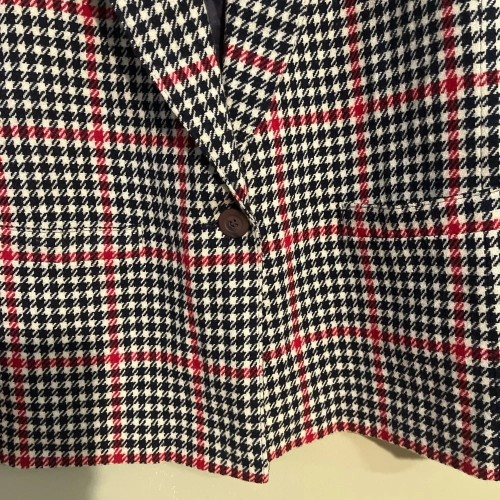 Pendleton VTG  Black and Red Checkered Blazer New Virgin Wool USA L